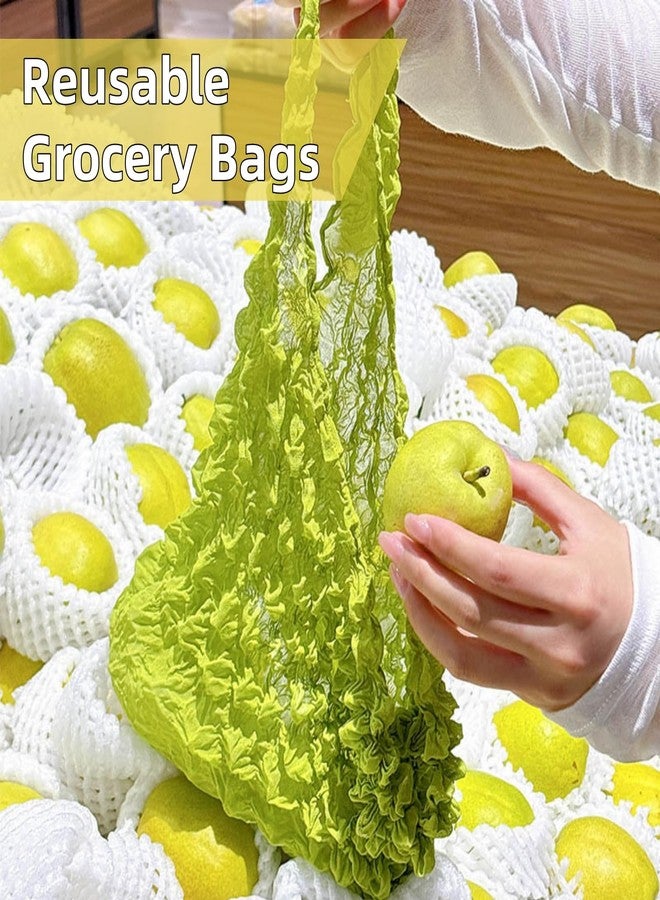 Jowgut 6 Pieces Magic Stretch Bags, Large Capacity Pleated Expandable Shopping Bags, Reusable Foldable Grocery Tote Portable for Shopping, Travel, Groceries, Work, Picnics - Image 4